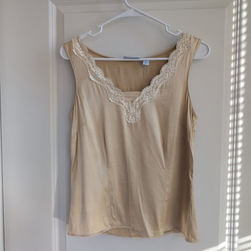 Nordstrom 100% silk champagne camisole top .